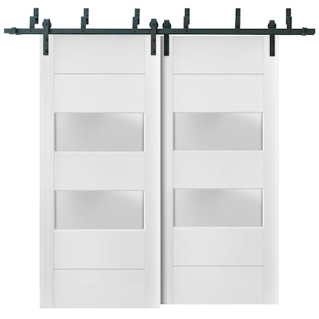 Sartodoors Barn Bypass Interior Door, 36" x 80", White LUCIA4010BBB-BEM-36